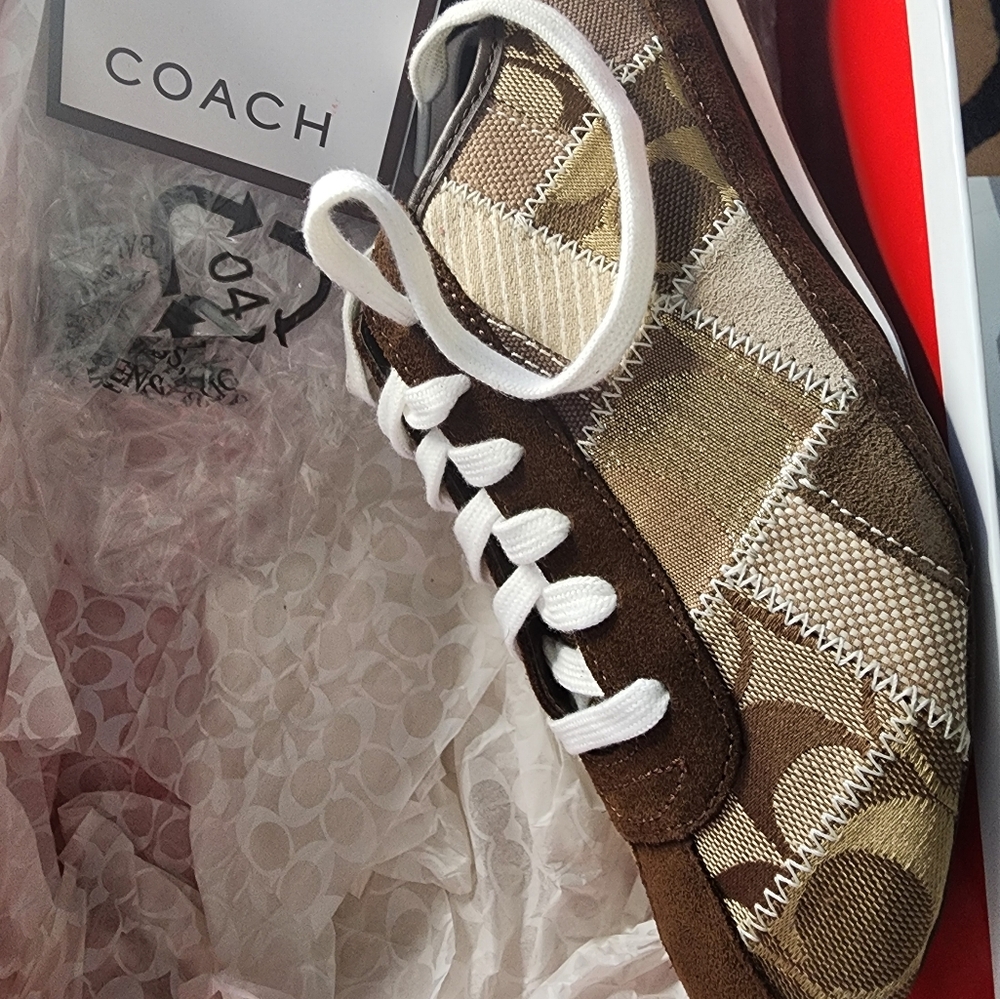 NEW IN BOX COACH TIDY SIG PATCHWORK TENNIS SHOES SIZE 8 - Picture 2 of 6